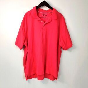 IZOD Salmon Men 3XL/XG Polo Short Sleeve 1/4 Button Pima Cotton Casual Shirt Y2K